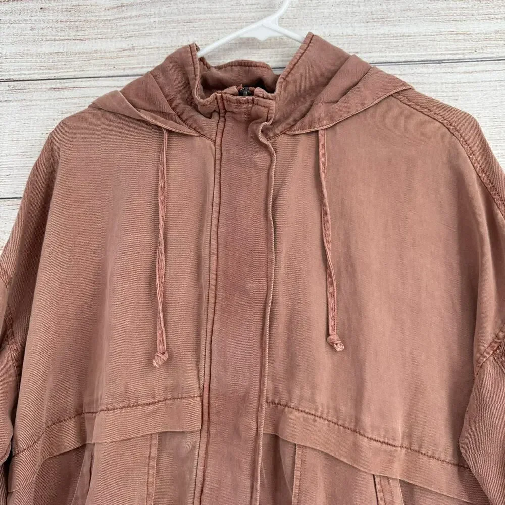 Lucky Brand Hooded Full Zip Jacket Womens Small Pink Super Soft‎